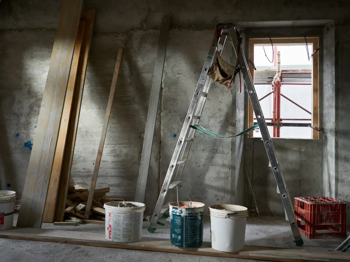Damp remedial works in progress inside a London property