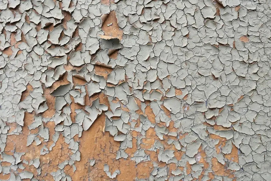 Paint flaking from a wall after failed damp treatment